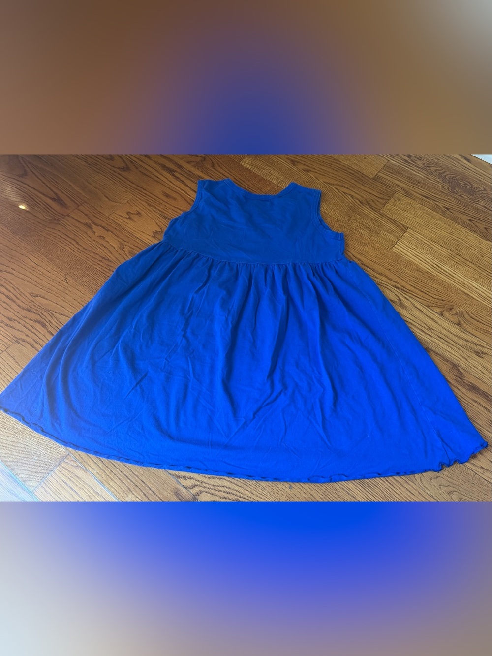 Ruffle Girl Solid Blue Sleeveless Swing Dress Fit & Flare Girls Size 12